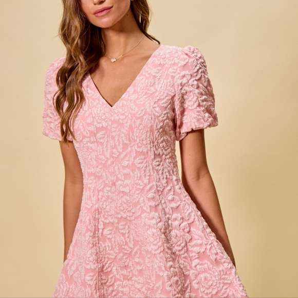 Floral Jacquard Fit And Flare Daily Mini Dress - Picture 8 of 13